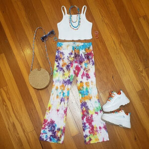 Vintage Rare l.e.i. Rainbow Tie Dye Embroidered Jeans Pants 7